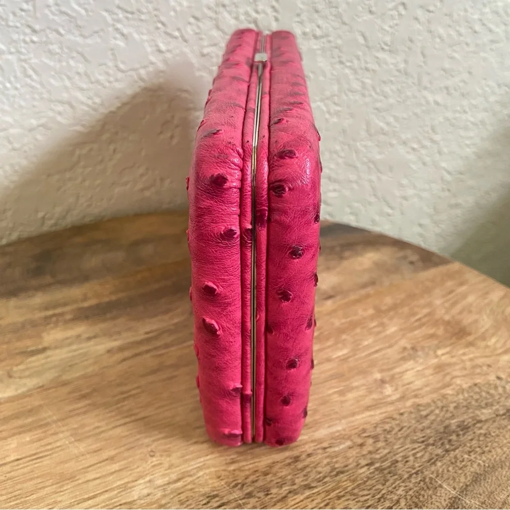 Faux Leather Hot Pink Large Clamshell Wallet - Picture 4 of 7